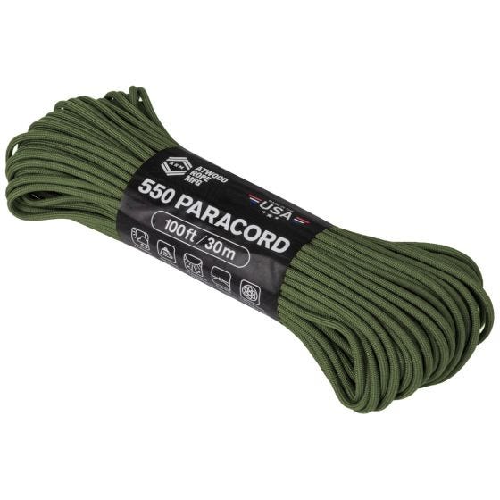 Atwood Rope 550 Fallskärmslina 100 ft - Olive Drab
