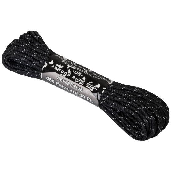 Atwood Rope 550 Fallskärmslina 50 ft Reflekterande - Svart