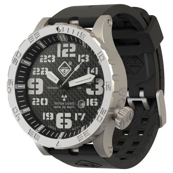 Hazard 4 Heavy Water Diver Titan Tritium Klocka - Carbon Blue/Röd