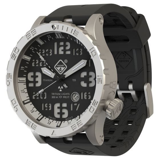 Hazard 4 Heavy Water Diver Titan Tritium Klocka - Blacktie Vit GMT Grön/Gul