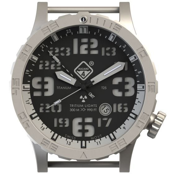 Hazard 4 Heavy Water Diver Titan Tritium Klocka - Blacktie Vit GMT Grön/Gul