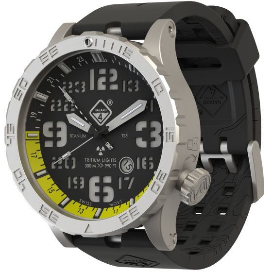 Hazard 4 Heavy Water Diver Titan Tritium Klocka - Blacktie Gul GMT Grön/Gul