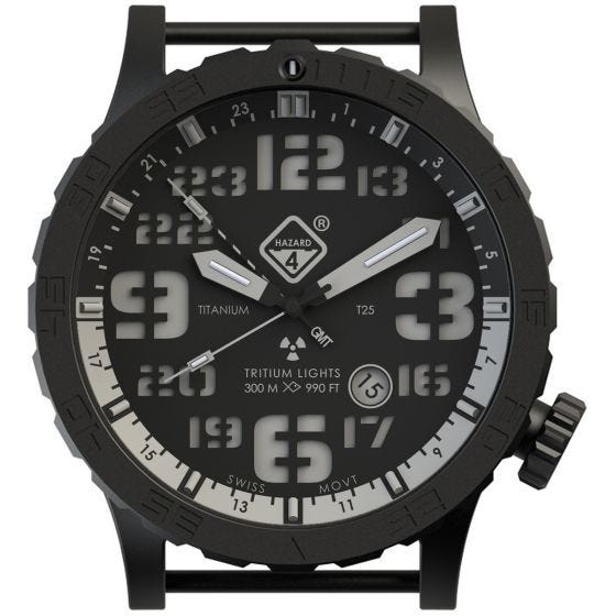 Hazard 4 Heavy Water Diver Titan Tritium Klocka - Nightwatch Vit GMT Blå/Röd