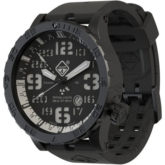 Hazard 4 Heavy Water Diver Titan Tritium Klocka - Nightwatch Vit GMT Grön/Gul