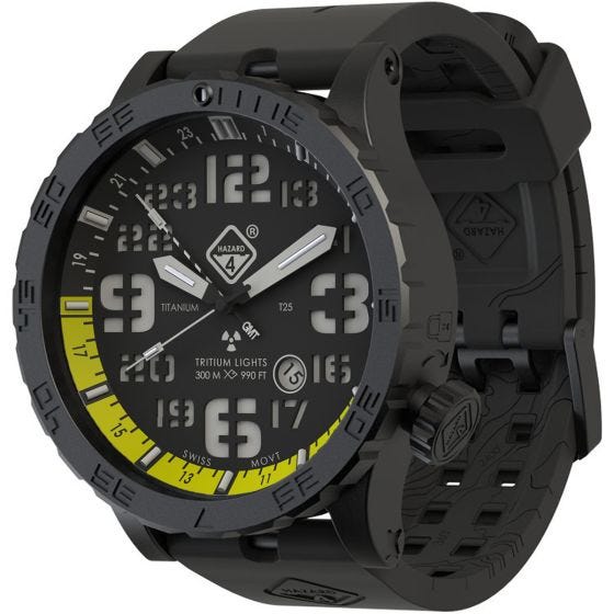Hazard 4 Heavy Water Diver Titan Tritium Klocka - Nightwatch Gul GMT Grön/Gul