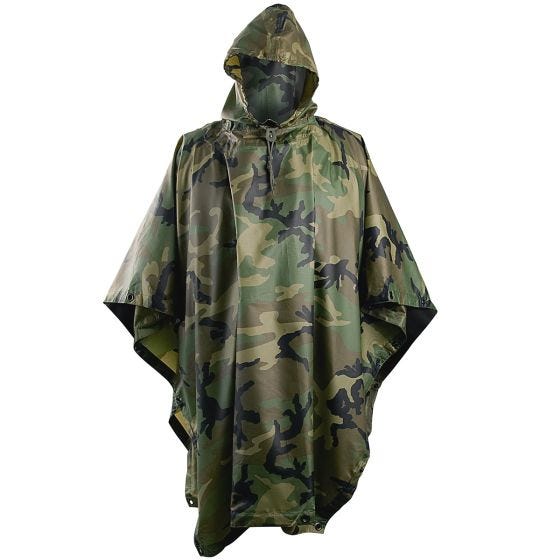 Helikon Vattentät Poncho Ripstop - Woodland