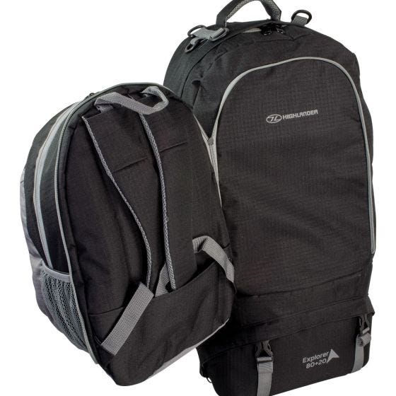 Highlander X-plorer Ryggväska 80 + 20 L - Svart