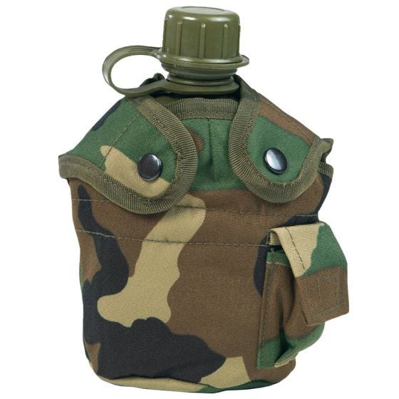 Mil-Tec US Fältflaska och Mugg - Woodland
