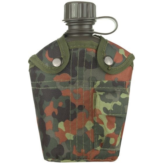 Mil-Tec Fältflaska med Skydd 1 Liter - Flecktarn